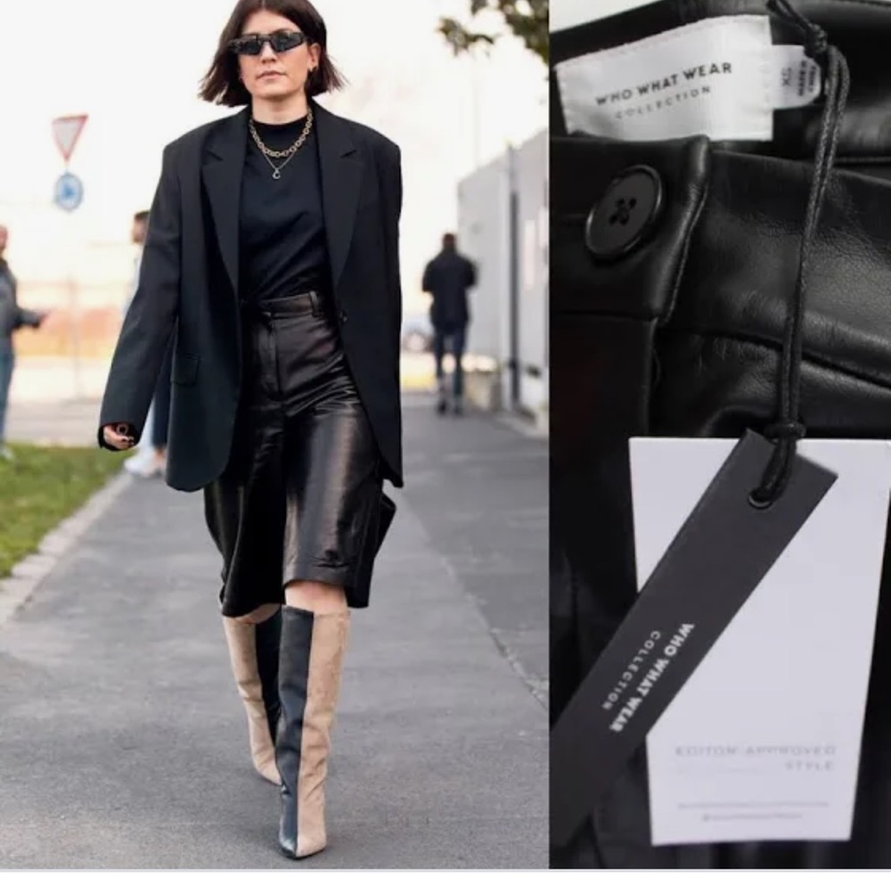 Who What Wear NWT Chreene Faux Vegan Leather Shorts in Black Size Small